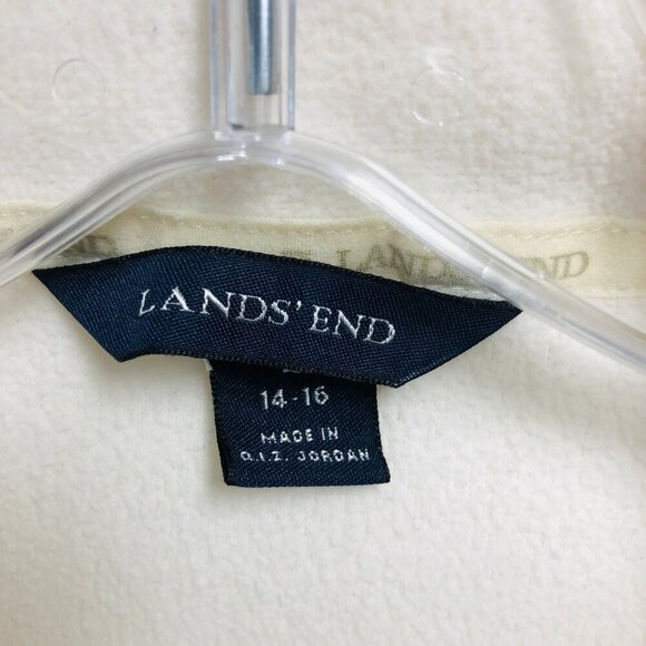 Lands' End Women's Thermacheck Fleece Ivory Quarter Zip Pullover Size Large Fall - Picture 5 of 6